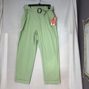 Ci Sono Linen Belted Pants Size L Beautiful Pistachio ***NEW.         RS